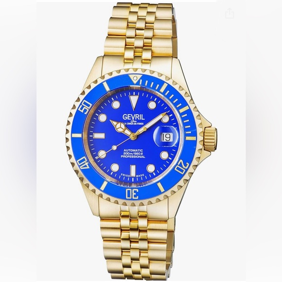 Men's Wall Street Gold-Tone Ion Plating Swiss Automatic Bracelet Watch 43 mm - Picture 1 of 8